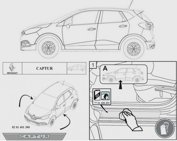 Если судить по данным рисункам, на порогах Captur должны устанавливаться крупные наклейки с именем…