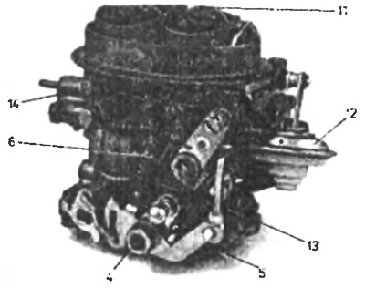 2.15. Карбюратор Weber 30 DGF 3/150 (польский ФИАТ-126 BIS): 1 - патрубок подачи горючего, 2 -…