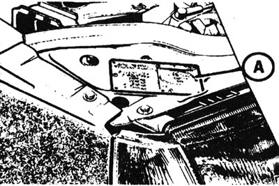 Пласціна VIN (А) на пярэдняй панэлі кузава