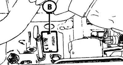 Месцазнаходжанне пласціны з нумарам рухавіка (У) - РЗР (1783 см³ і 1794 см³)