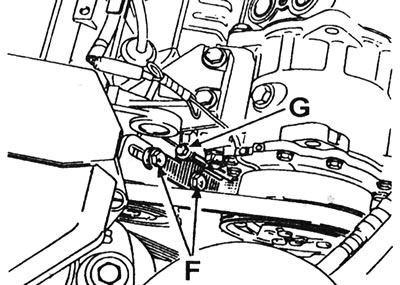 6.37 Ніты кранштэйна шківа механізму нацяжэння рамяня кампрэсара кандыцыянера (Е) і шруба…