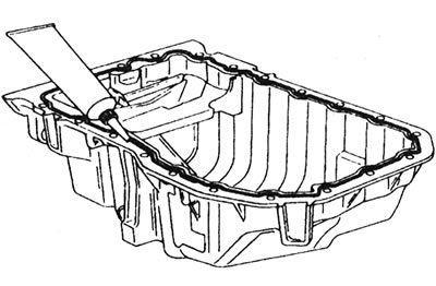 14.17. Нанесите полоску герметика на совмещающиеся поверхности поддона - двигатель F7P (с 16…