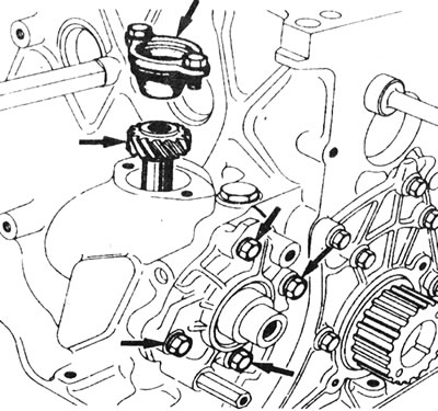10.4a. Locations of the intermediate shaft casing, oil pump drive shaft and protective cover…