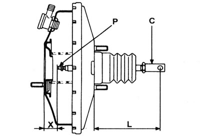 3.9. Adjusting the length of the booster push rod: C - Push rod fork; L - 110 mm; R - Push rod nut;…