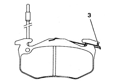 9.11. Усталюйце на калодкі суппорта Bendix падціскныя спружыны (3) (унутраная калодка).