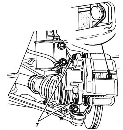 9.23. Ніты накіравальных штыфтоў (7) і правільнае размяшчэнне поджимной спружыны калодкі.