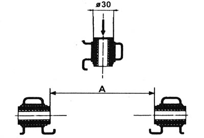 7.7. Prawidłowe położenie tulei sworznia wahacza dolnego. A = 147±0,5 mm.