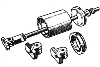 14.3. Інструмент Renault для зняцця падшыпніка падоўжнага рычага - задняя вось закрытага тыпу.