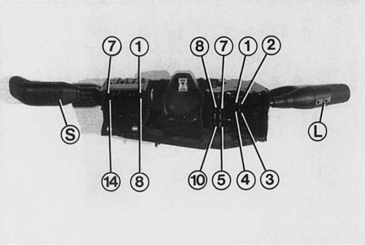 Wiring diagram for the wiper switch: 1 - «+» - windshield wiper; 2 - high speed; 3 - low speed; 4 -…