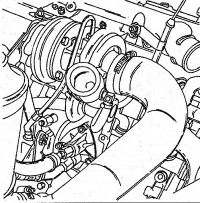 1.23 Адлучыце алейныя шлангі (злева ўнізе) ад блока цыліндраў. Таксама паказана злучэнне…