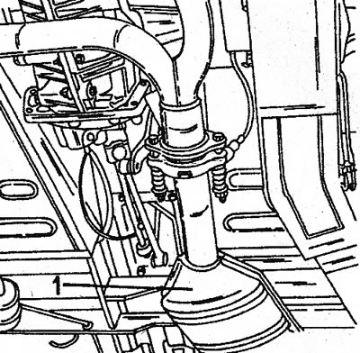 1.45 Каталізатар (1) злучаны трубой з выпускным калектарам. Пасля таго, як зняты гайкі, зніміце…