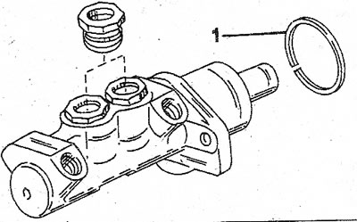 3.5 Усталяванае на фланцы галоўнага тармазнога цыліндру ўшчыльняльнае кольца (1) заўсёды павінна…
