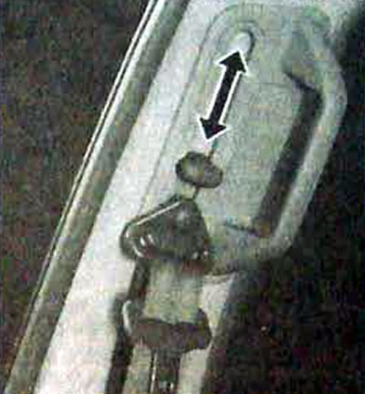 Location of the button and direction of movement of the belt clip when adjusting the position of…