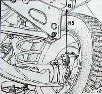 Фиг. 11.3. Разстояние (H5) между задната напречна греда на пода на каросерията и пода