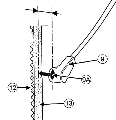 2. Поместить считывающую головку (9) напротив участка приводного ремня, где должно производиться…
