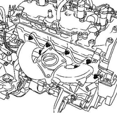 Рис. 2.261. Снятие выпускного коллектора