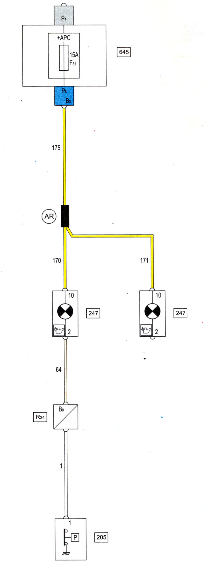 Схема 17. Сігнальная лямпачка ціску маторнага алею