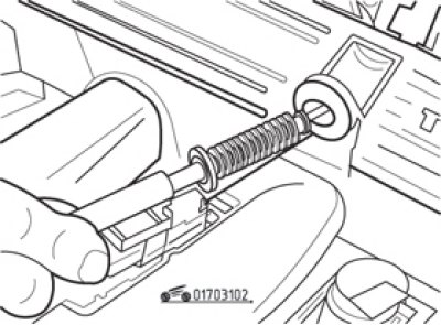 Fig. 3.102. Removing the cable sheath and adjusting screw from the mounting bracket