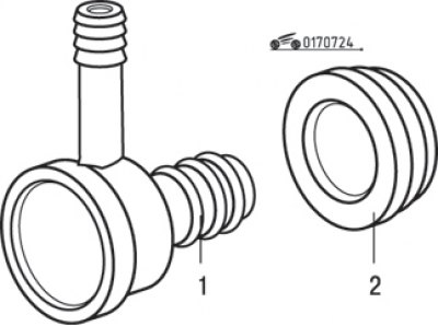 Рис. 7.24. Обратный клапан усилителя тормозов: 1 – клапан; 2 – резиновый уплотнитель