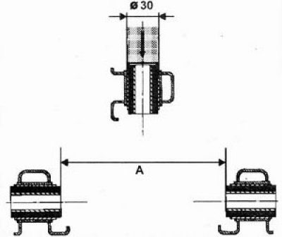 2. Utisnite novu čahuru na sljedeći način. tako da je razmak (A) između čahura jednak 146,5 mm.