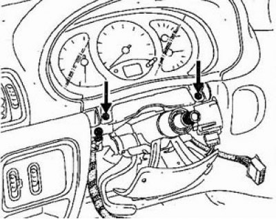 14. Отверните шесть болтов крепления блока приборов. отсоедините четыре разъема и снимите бок…