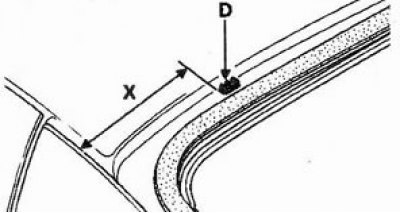 1. La o distanță de X = 110 mm de marginea acoperișului, lipiți limitatoarele (D) și instalați…