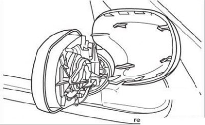 Рисунок 8.56. Снятие кожуха наружного зеркала