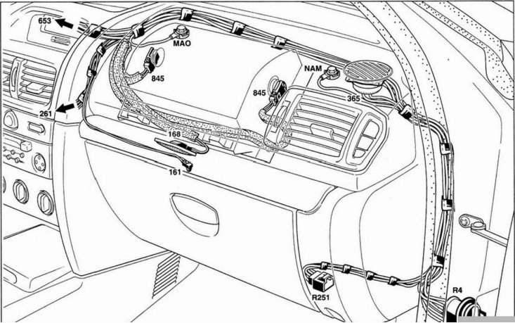 Размяшчэнне джгутоў правадоў (Рэно Сімбол 2, 2008-2013, бензін) - "Электраабстал